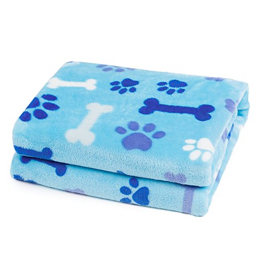 ALLISANDRO® Manta para Perro Suave y cálida, Manta de Forro Polar Suave y Duradera para Gatos, Cachorros, para Mascotas pequeñas y Medianas y Grandes 100X80cm Azul