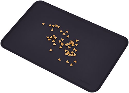 AmazonBasics - Alfombrilla para comedero de mascota, de silicona, impermeable, 47 x 29 cm, Negro