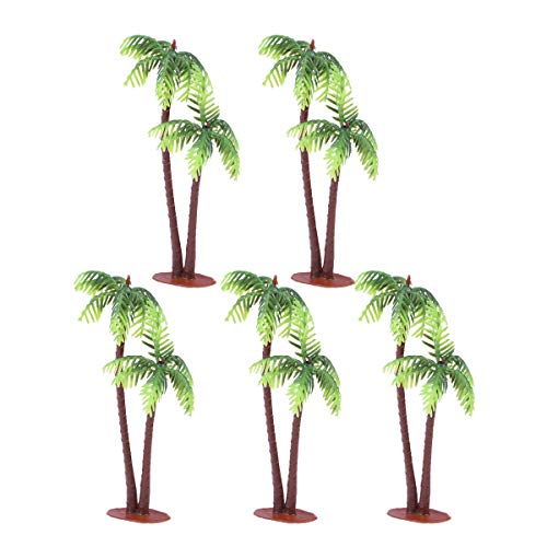 Amosfun Artificial Coconut Palm Tree Simulación Coconut Tree Fish Tank decoración Miniatura Macetas Bonsai DIY Craft House Resina Decoración 5 Pcs