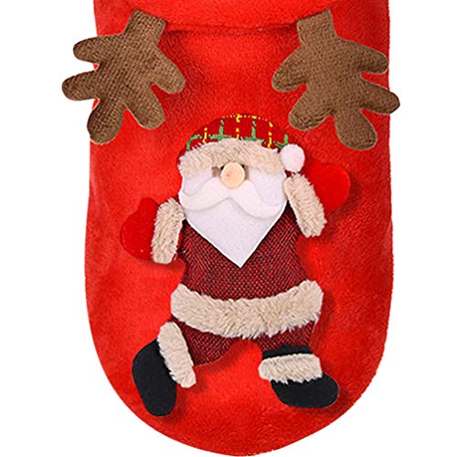 Amosfun Ropa de Alces de Perro de Navidad Mantener Caliente Franela Alces Cachorro Abrigo con Capucha Ropa de Perro Fiesta de Navidad Disfraz-s