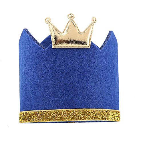 ASOCEA - Sombrero de corona, con pajarita, collar para perro, fiesta de cumpleaños, suministros para perros pequeños, medianos y gatos, color azul