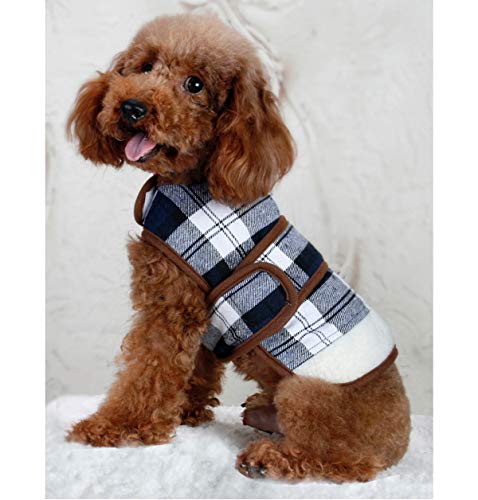 babaydog Abrigo Chaqueta para Perro Modelo Cuadros, Caliente para Mascotas, Cazadora de Invierno con Forro Polar, Ropa para Perro (Azul, M)