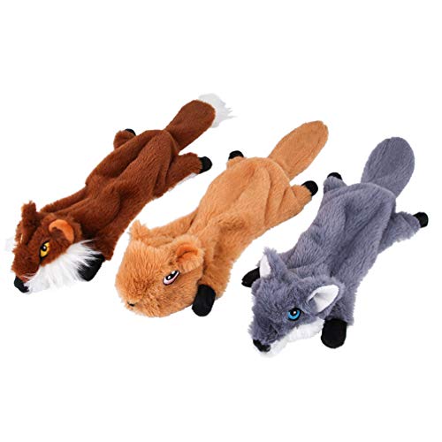 Balacoo 3 Piezas Juguetes para Perros Chirridos Juguetes de Peluche para Perros Juguetes para Mordeduras Resistentes Juguetes de Sonido para Cachorro Perro Pequeño (Zorro Ardilla Lobo Tamaño S)