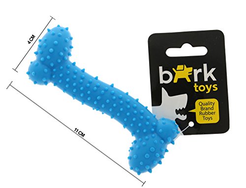 BARK - Hueso curvo de goma para perros. Con pinchos suaves para dentición, cuidado de dientes y encias. Para morder, masticación, control de la ansiedad. Tira y coge. Para cachorros y perros jovenes o adultos mayores. - FUCSIA