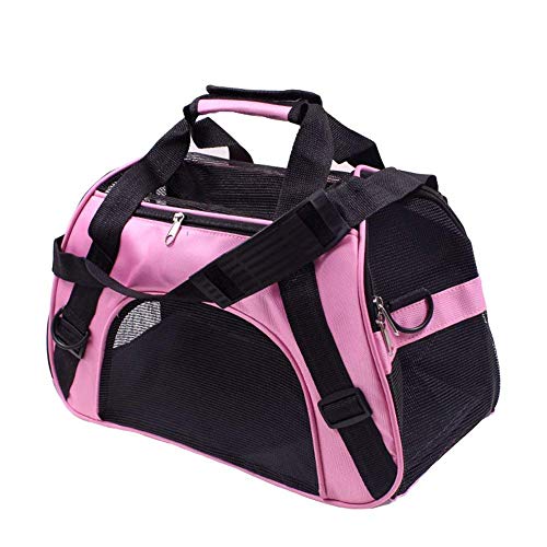 Bearhouse Transportín Gatos Grande Transportínes Perro Capazos Bolsa de Transporte para Gato y Animales Viaje Bolso para Coche 52 x 27 x 32 Centímetros (Rosado)