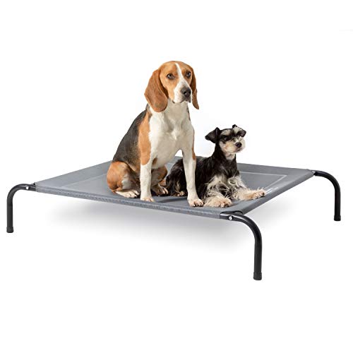 Bedsure Cama Elavada Perro Mediano - Cama Perro Subido Exterior&Interios Impermeable 110x80x20cm - Cama Fría para Perros Portátil Transpirable,Gris