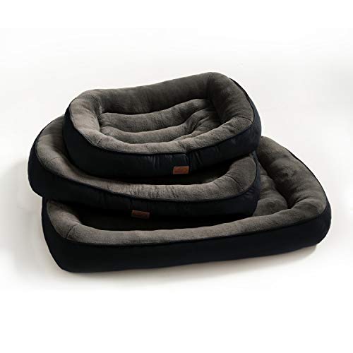 Bedsure Cama Perro Grande Lavable XL - Colchon Perro Cómoda de Felpa Muy Suave - Sofá de Perro 110x76x18cm,Negro