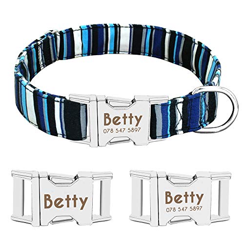 Beirui - Collar ajustable para perro con placa de identificación personalizable y hebilla de liberación rápida; para perros pequeños, medianos y grandes. Tallas S, M y L