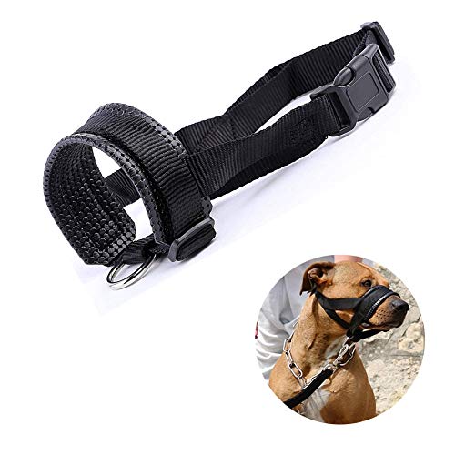 Bello Luna Bucle de Boca para Perro de Nylon con Relleno Extra Suave Cubierta para la Boca del Perro Evita Que muerda, ladre y mastique - XL/Negro