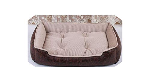 Bert-Collins pet beds Perro de Cuero Camas Impermeable Perro de Mascota Acogedor Cesta del Gato de la Perrera extraíble colchón para el Perrito del Dogo Animales Grandes, Beige, XL