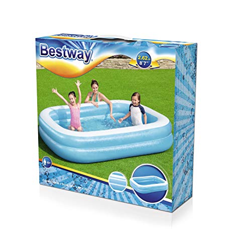 Bestway Family, Pool rechteckig für Kinder, Leicht aufbaubar, Blau, 262x175x51 cm Piscina Rectangular para niños (262 x 175 x 51 cm), Color Azul, (1054153XXX20)