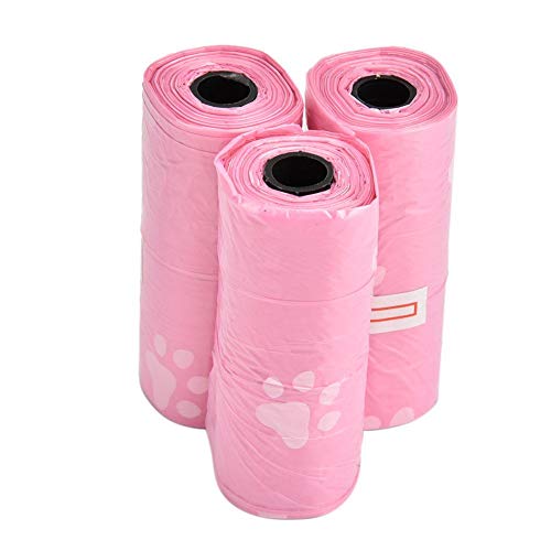 Bicaquu 20 Rollos de Basura Bolsa de corazón de Limpieza Mascota Perro Gato Basura Bolsa de Recogida de Caca(Rosado)