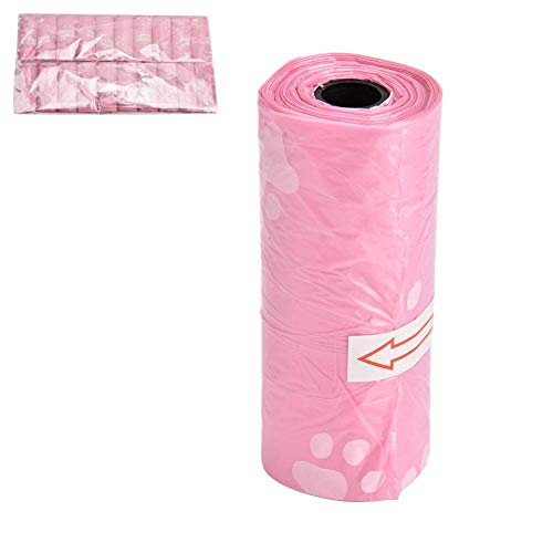 Bicaquu 20 Rollos de Basura Bolsa de corazón de Limpieza Mascota Perro Gato Basura Bolsa de Recogida de Caca(Rosado)