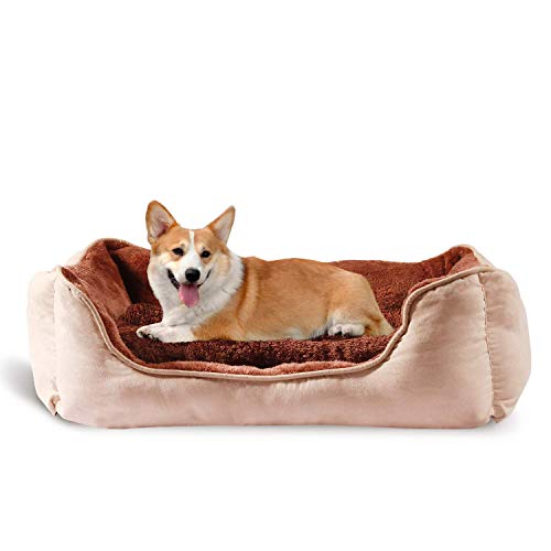 BIGLUFU Casa Cómoda para Mascotas, Cama para Perros, Sofá para Perros (M, Marrón)