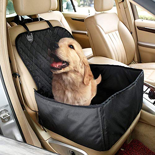 Boonor 2 en 1 Asiento de coche para perro, perro, funda de asiento, transportador elevado de mascotas, funda de silla de coch,e diseño trasero impermeable y antideslizante (para asientos delanteros)