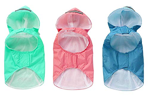 BPS® Chubasqueros Impermeables para Mascotas Perros, Impermeables con Capucha para Perro Pequeño Mediano y Grande con Material 100% Poliéster (Verde Claro, 20cm) BPS-9465VE