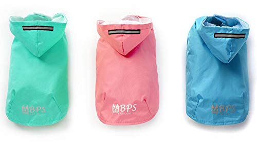 BPS® Chubasqueros Impermeables para Mascotas Perros, Impermeables con Capucha para Perro Pequeño Mediano y Grande con Material 100% Poliéster (Verde Claro, 20cm) BPS-9465VE