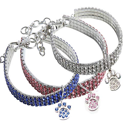 BT Bear Collar para Mascota, Collar con Colgante de Hueso elástico con Cristales Brillantes para Gatos, Perros pequeños