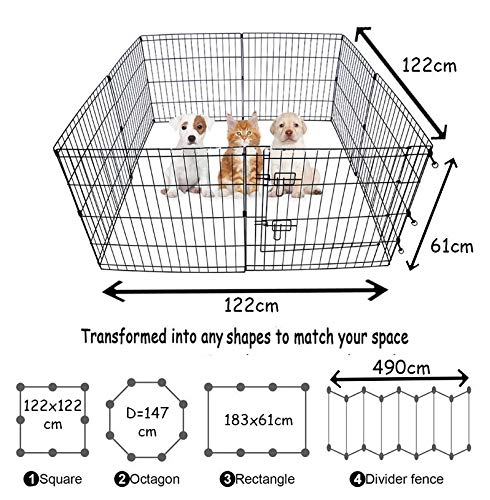 BUNNY BUSINESS Conejo Negocios 8 Panel Parque para Conejos/Guineas/Perros y Gatos, pequeño, Negro