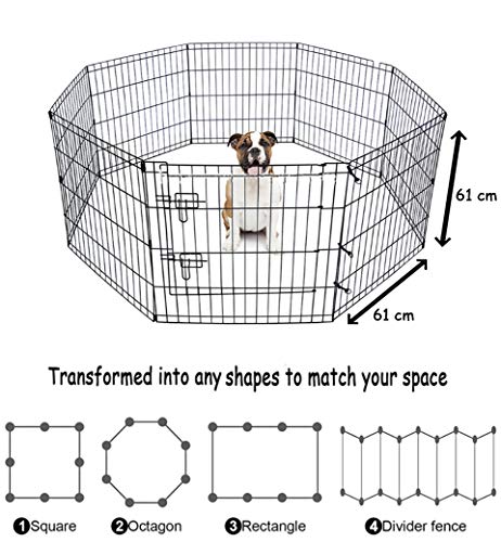 BUNNY BUSINESS Conejo Negocios 8 Panel Parque para Conejos/Guineas/Perros y Gatos, pequeño, Negro