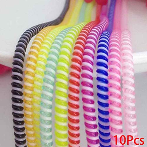 Busirde 10PCS Puros de Datos USB Espiral Colorida del teléfono Cuerda de Carga del Cable del Abrigo del Protector de la devanadera