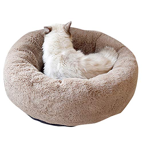 BVAGSS Cama para Mascotas Relajante Cama Redonda Nido Cálido para Gatos y Perros Pequeños XH029 (S, Coffee)