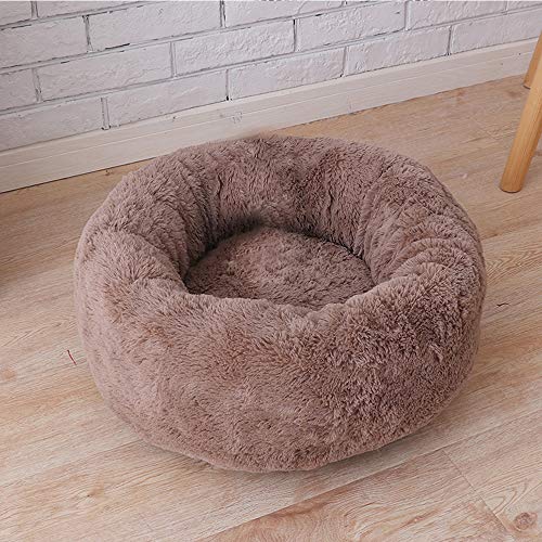 BVAGSS Cama para Mascotas Relajante Cama Redonda Nido Cálido para Gatos y Perros Pequeños XH029 (S, Coffee)