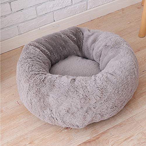 BVAGSS Cama para Mascotas Relajante Cama Redonda Nido Cálido para Gatos y Perros Pequeños XH029 (S, Dark Grey)