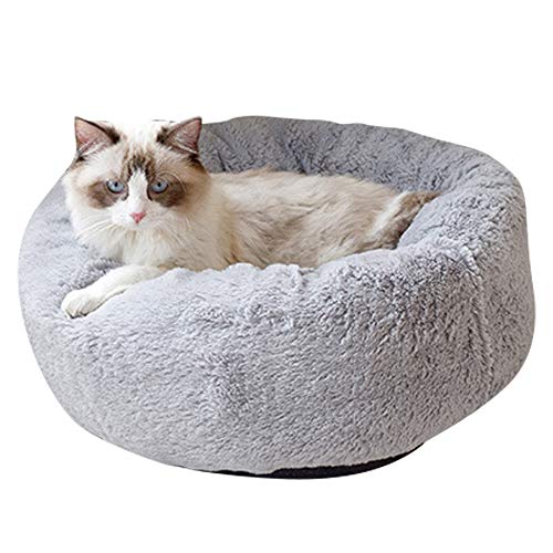 BVAGSS Cama para Mascotas Relajante Cama Redonda Nido Cálido para Gatos y Perros Pequeños XH029 (S, Dark Grey)