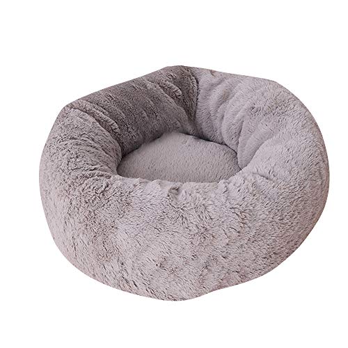 BVAGSS Cama para Mascotas Relajante Cama Redonda Nido Cálido para Gatos y Perros Pequeños XH029 (S, Dark Grey)