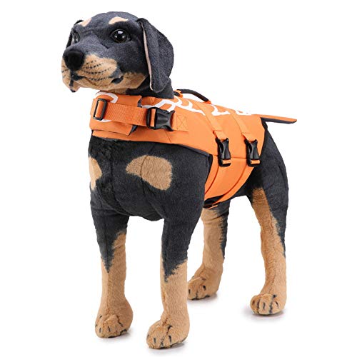 BVAGSS Chaleco Salvavidas para Perro Traje de baño Traje de baño Chaleco de natación Flotante XH006 (L, Orange)