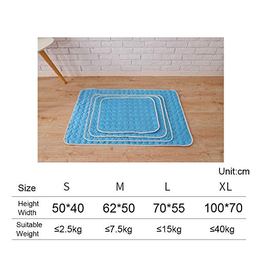 BVAGSS Transpirable Alfombra de Dormir Suave y Refrescante Almohadilla de refrigeración para Perros Gatos XH017 (L, Blue)