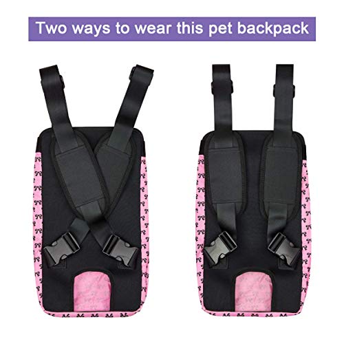 Bwiv Mochilas para Perros Mochilas Prepositiva para Perros y Gatos Mascotas Cachorros Portatíl Seguro Cómodo para Viajar Senderismo Algodón Mariposas Rosas Talla XL