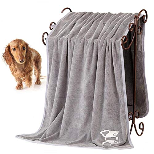 BYFRI Toalla Perrito del Gato del Perro de Microfibra Fuerte absorción de la Toalla de baño de Agua Secos para Mascotas Toallas Pelo de Perro Manta colchón 1pcs Gris