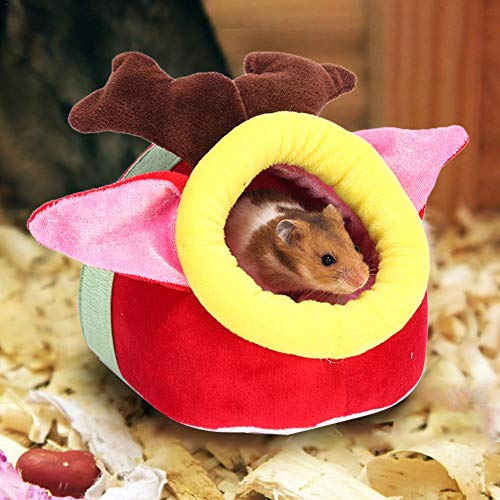 Cálida Hamster Nido Cama Navidad Hedgehog Conejillos Rat Cube House, Nido Cálido De Mascotas Pequeñas, Lindo Hábitat Mini Jaula De Casa, Liviano, Duradero para Sus Mascotas - 17 16 16cm