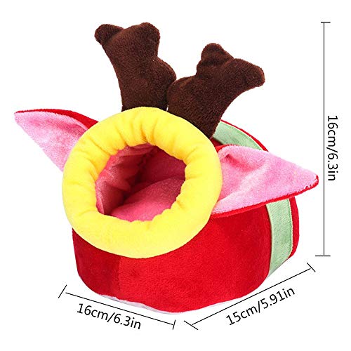 Cálida Hamster Nido Cama Navidad Hedgehog Conejillos Rat Cube House, Nido Cálido De Mascotas Pequeñas, Lindo Hábitat Mini Jaula De Casa, Liviano, Duradero para Sus Mascotas - 17 16 16cm