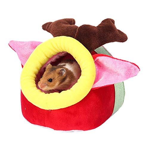 Cálida Hamster Nido Cama Navidad Hedgehog Conejillos Rat Cube House, Nido Cálido De Mascotas Pequeñas, Lindo Hábitat Mini Jaula De Casa, Liviano, Duradero para Sus Mascotas - 17 16 16cm