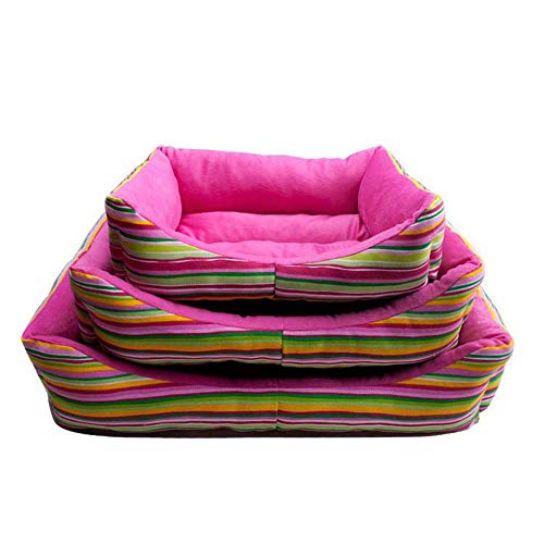 Cama for perros, Nido moda rayado del arco iris del perro casero Sofá cama desmontable y lavable cuatro estaciones universal gato del animal doméstico de la litera, cálido caseta de perro cama