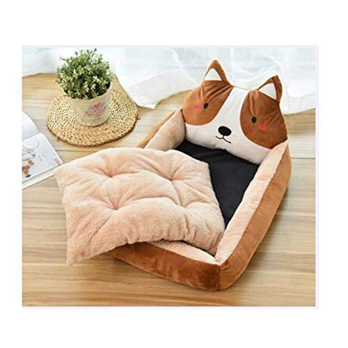 Cama nido para mascotas de dibujos animados para gatos y perros pequeños medianos con cojín desmontable suave, tumbona para mascotas con fondo antideslizante Calentamiento y ropa de cama cómoda par