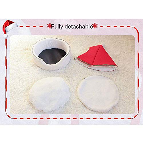 Cama para nido cálido y acogedor para perros pequeños, cama de árbol de Navidad, suministros para mascotas, cama para casa de perro, cama para gatos extraíble y lavable, cama para perros, (rojo)-S