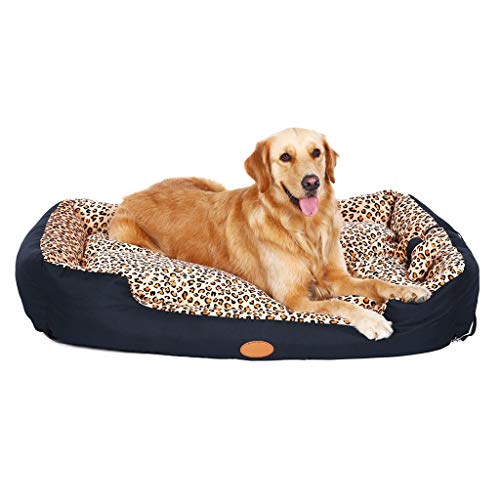 Camas para Perros, Patrón De Leopardo De Moda Sofá para Mascotas Colchón Cómodo Y Suave para Perros (Tamaño : L)