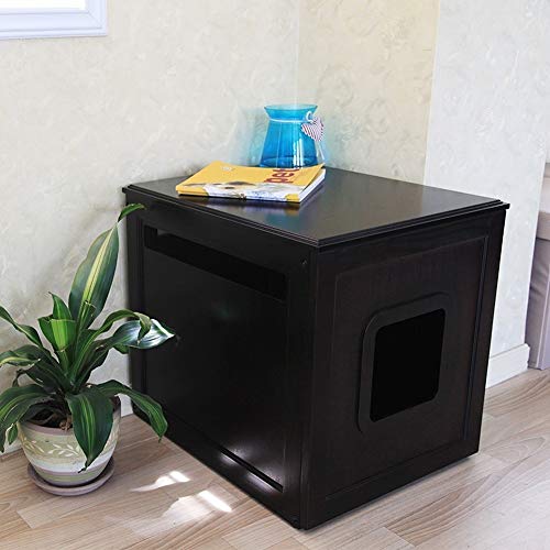 Camas QWER Perros Sólido Pino Pet Dog House con Puerta Retro Casas De Madera Cubierta De La Caja De La Litera del Gato Interior Muebles para El Hogar Cueva del Gato Negro Nido de Mascotas