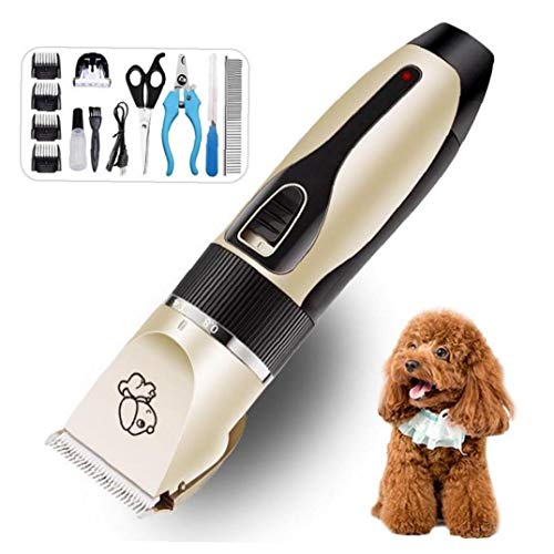 Case&Cover Profesional Recargable de Las podadoras de Pelo (Pet/Gato/Perro/Conejo) Herramienta de Corte de Pelo Set Mascotas y estética máquina de Afeitar Perro de Pelo Trimmer cortadora de Cabello