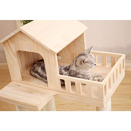 Cat Tree Tower Árbol De Eventos Gato De Casa con Madera Tiene Rascar Rascar La Casa Muebles Trepante Perca Centro De Actividades De Juguete (Color : Natural, Size : 50x60x100.5cm)