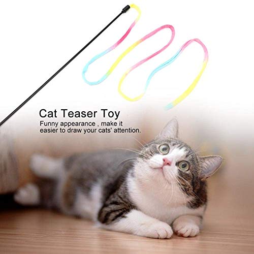 Ccgdgft Tela Color Cat Teaser palillo de Juguete, Gatito Interactivo Animal doméstico del Gato del Cazador Divertido Juego Juguete iridiscencia de Tela Ingenio Wand Juguetes