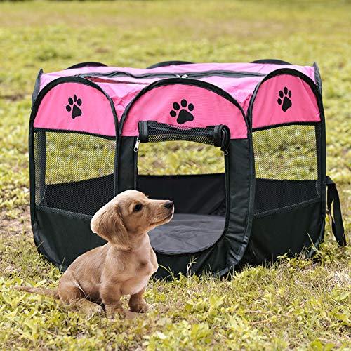 Centeraly Tienda de campaña Plegable para Mascotas, de Tela Oxford, portátil, para Mascotas, Perros, Gatos, Parque Octogonal, Resistente al Agua, Resistente a los arañazos, para Interior/Exterior