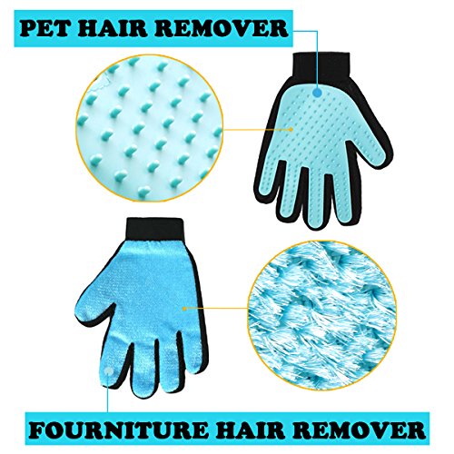 Cepillo para Guantes -con Removedor de pelo para Muebles - Limpieza de Mascotas Para Perros Pequeños, Medianos y Grandes & Gatos Con Pelaje Corto a Largo - Reduce Eficazmente la Caida de Cabello Hasta