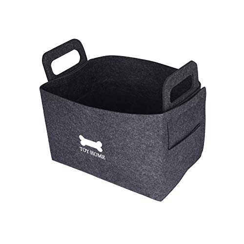 Cesta de almacenamiento de juguetes de bolsillo para mascotas, caja de ropa para perros, bolsa de fieltro para cachorros, gatos o animales pequeños: 36 cm (14,2 '') x 25 cm (9,8 '') x 23 cm (9,1 '')