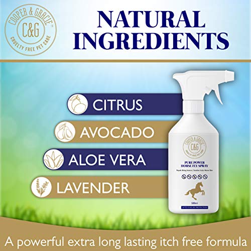 C&G Pets | Pure Power Horses Spray 500 ml | Fórmula resistente al sudor libre de crueldad ingredientes naturales | larga duración piel y protección del cabello ayuda contra picazón natural suaviza