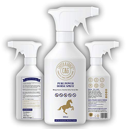 C&G Pets | Pure Power Horses Spray 500 ml | Fórmula resistente al sudor libre de crueldad ingredientes naturales | larga duración piel y protección del cabello ayuda contra picazón natural suaviza